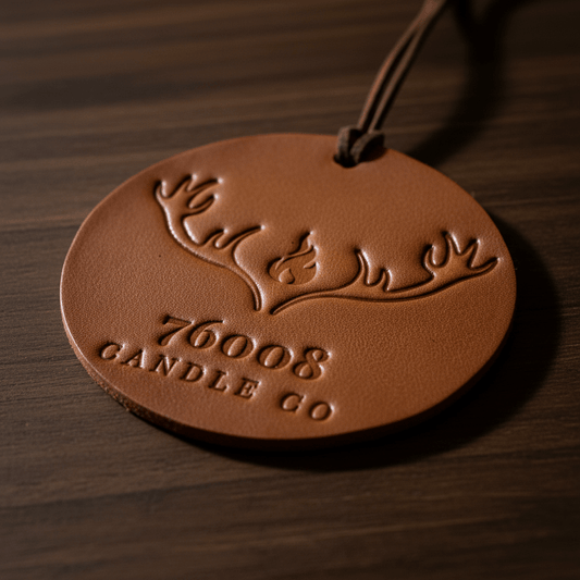 Leather Car Air Freshener | Hanging Leather Disc | 76008 Candle Co. - 76008 Candle Co.