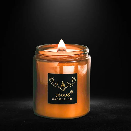 Best leather scented candles to transform your home's ambiance - 76008 Candle Co.
