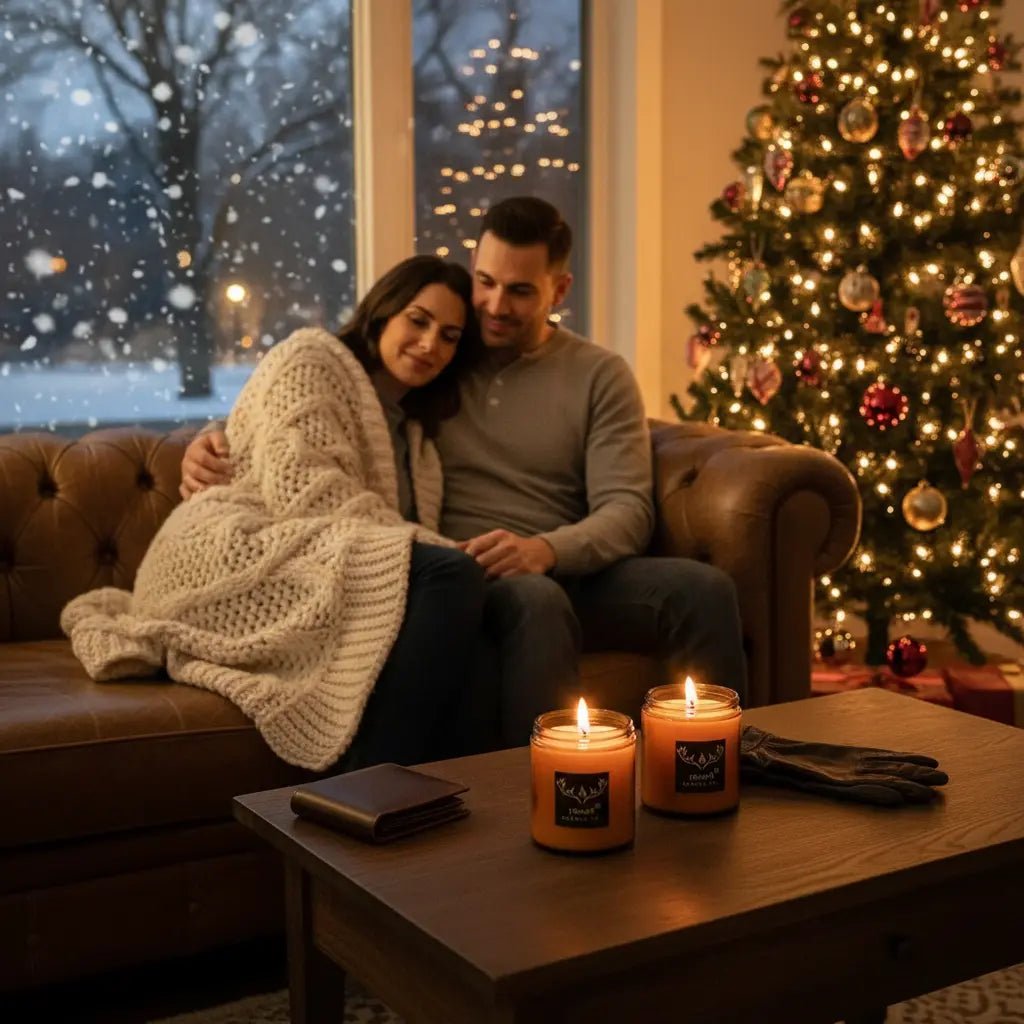 2 - Pack Leather Candle Gift Set - Leather + Leather Vanilla | Wood Wick Soy Candles - 76008 Candle Co.