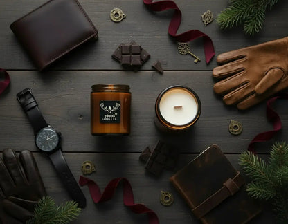 2 - Pack Leather Candle Gift Set - Leather + Leather Vanilla | Wood Wick Soy Candles - 76008 Candle Co.