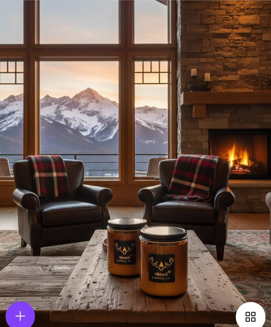 2 - Pack Leather Candle Gift Set - Leather + Leather Vanilla | Wood Wick Soy Candles - 76008 Candle Co.