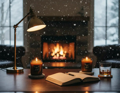 2 - Pack Leather Candle Gift Set - Leather + Leather Vanilla | Wood Wick Soy Candles - 76008 Candle Co.