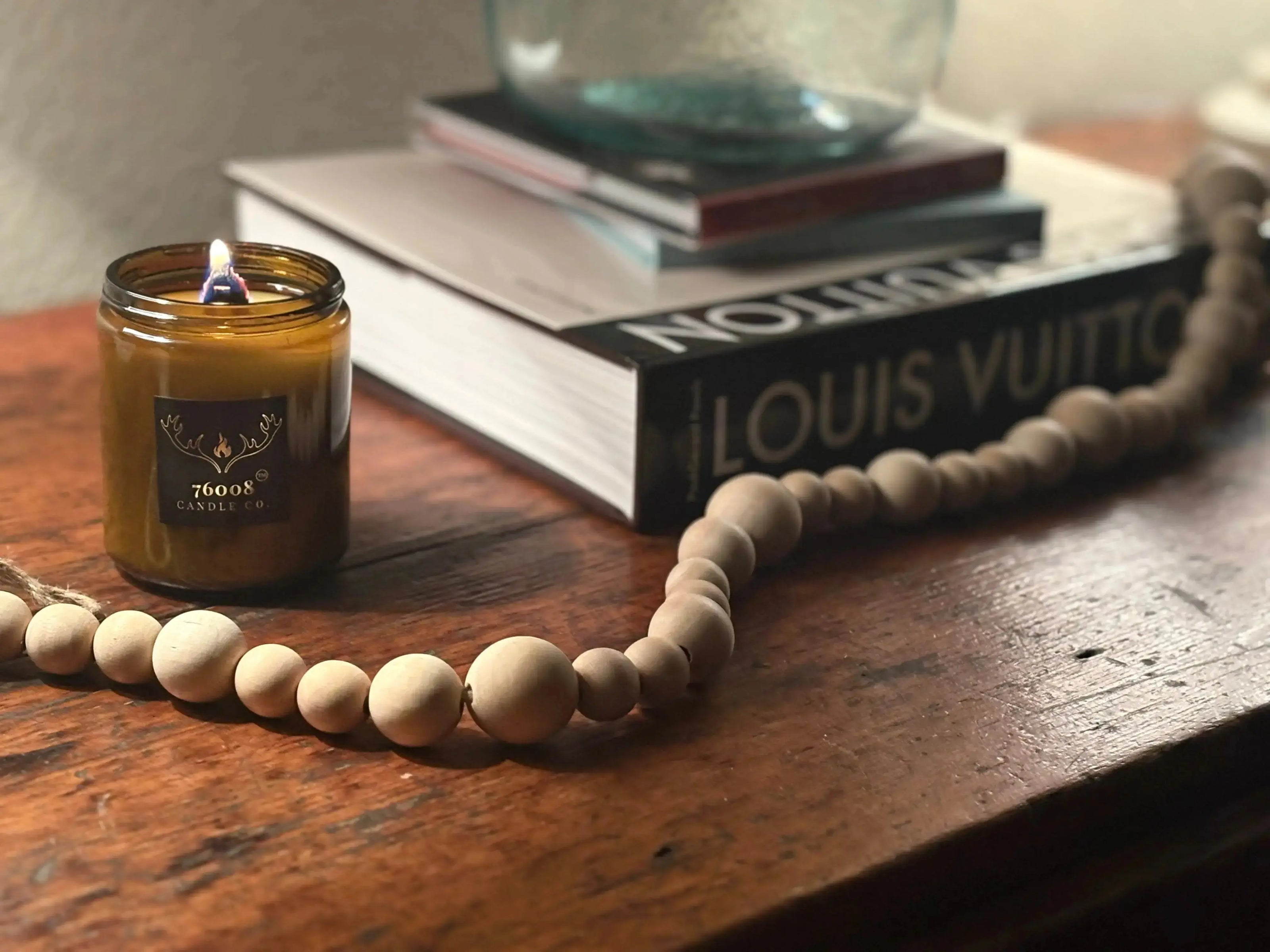 Vintage Leather Candle | Hand-Poured with Wood Wick Crackle | Masculine Home Decor - 76008 Candle Co.