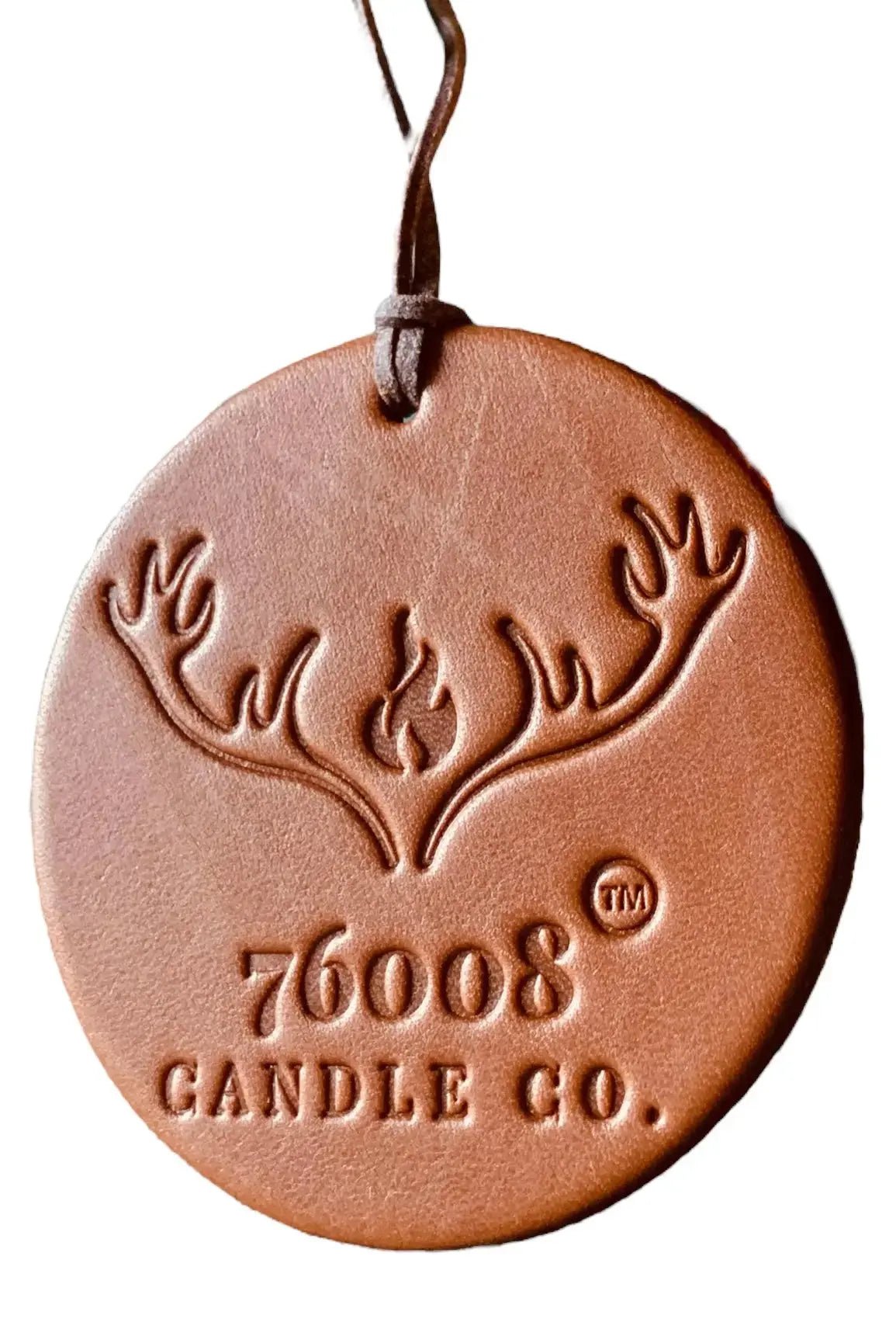 Leather Car Air Freshener | Hanging Leather Disc | 76008 Candle Co. - 76008 Candle Co.