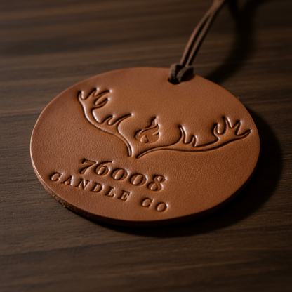 Leather Car Air Freshener | Hanging Leather Disc | 76008 Candle Co. - 76008 Candle Co.
