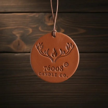Leather Car Air Freshener | Hanging Leather Disc | 76008 Candle Co. - 76008 Candle Co.