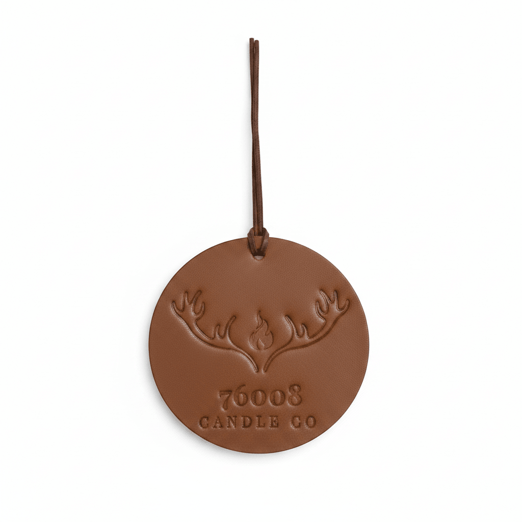 Leather Car Air Freshener | Hanging Leather Disc | 76008 Candle Co. - 76008 Candle Co.