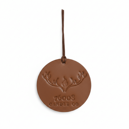 Leather Car Air Freshener | Hanging Leather Disc | 76008 Candle Co. - 76008 Candle Co.