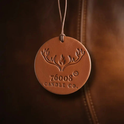 Leather Car Air Freshener | Hanging Leather Disc | 76008 Candle Co. - 76008 Candle Co.