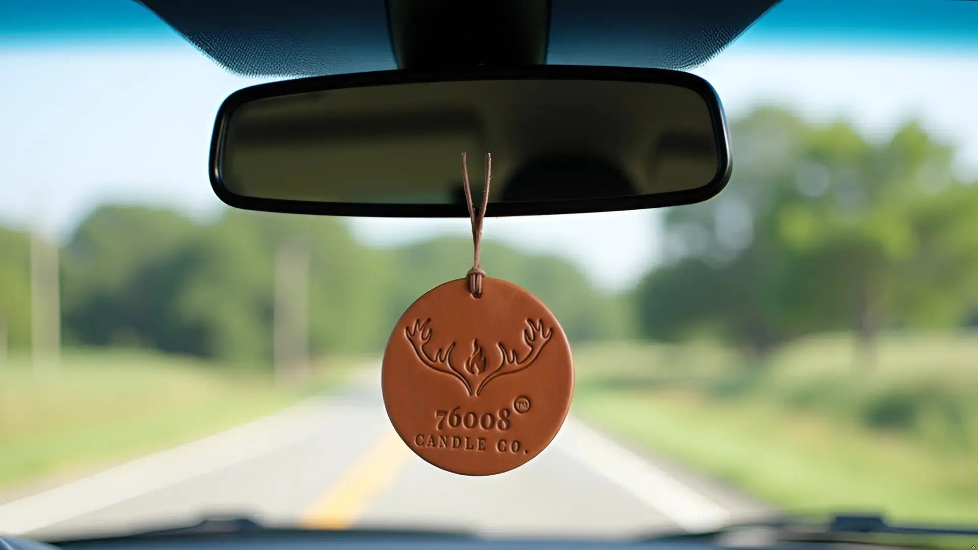 Leather Car Air Freshener | Hanging Leather Disc | 76008 Candle Co. - 76008 Candle Co.