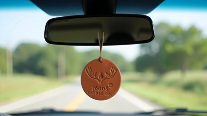 Leather Car Air Freshener | Hanging Leather Disc | 76008 Candle Co. - 76008 Candle Co.