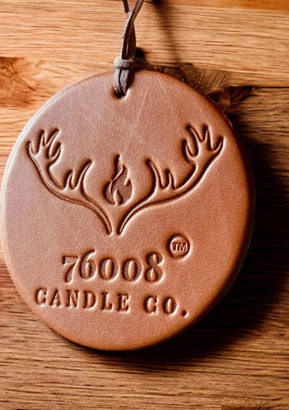 Leather Car Air Freshener | Hanging Leather Disc | 76008 Candle Co. - 76008 Candle Co.