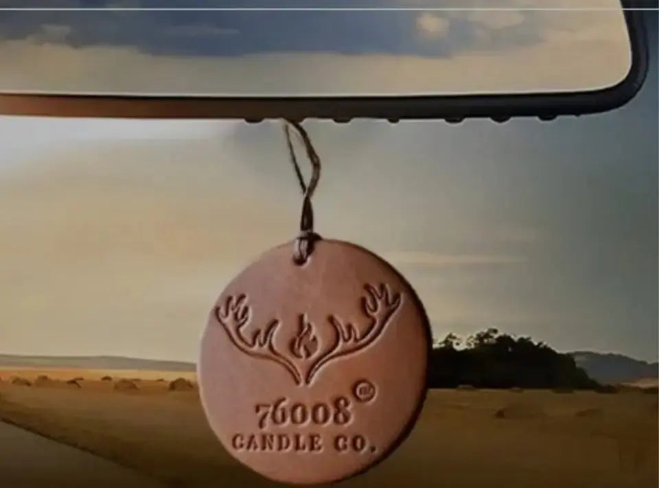 Leather Car Air Freshener | Hanging Leather Disc | 76008 Candle Co. - 76008 Candle Co.