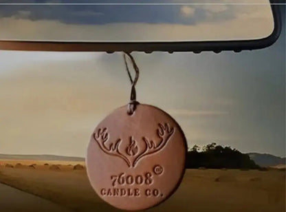 Leather Car Air Freshener | Hanging Leather Disc | 76008 Candle Co. - 76008 Candle Co.