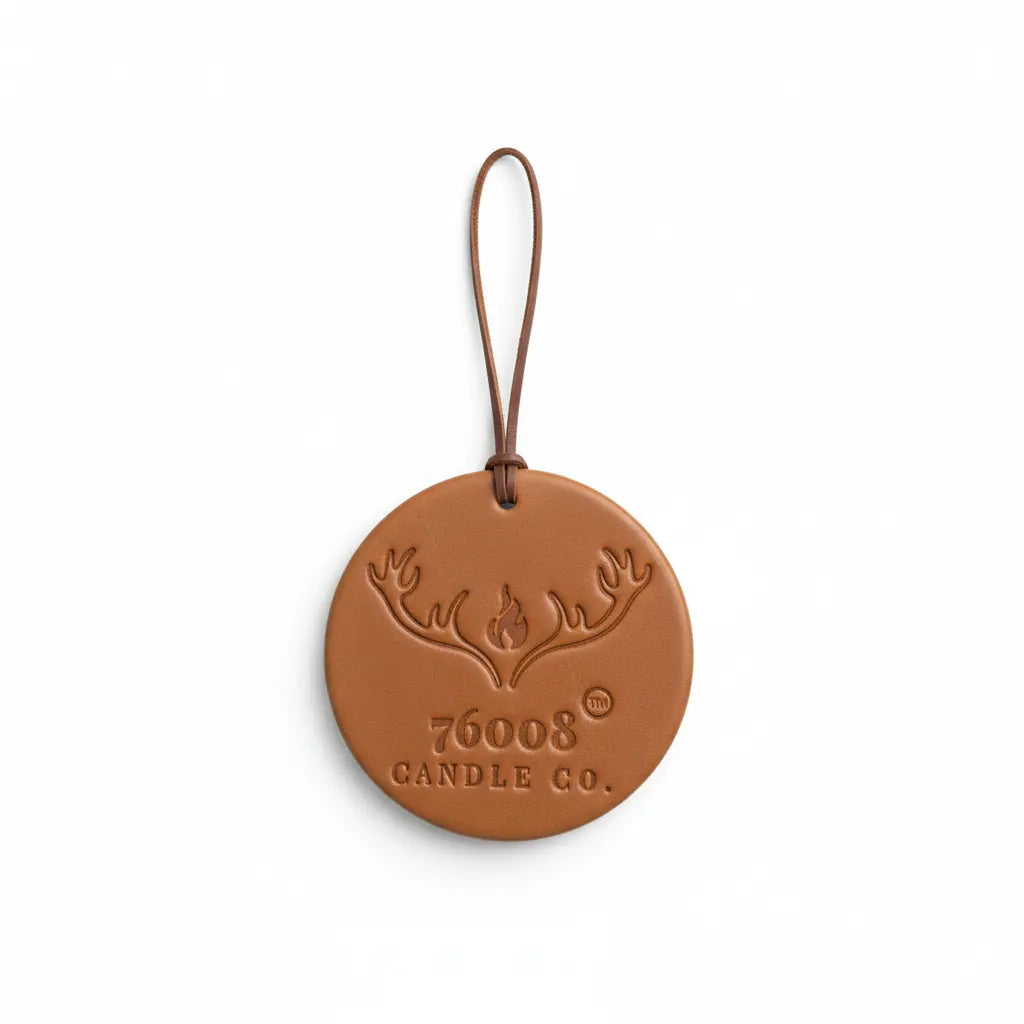 Leather Car Air Freshener | Hanging Leather Disc | 76008 Candle Co. - 76008 Candle Co.
