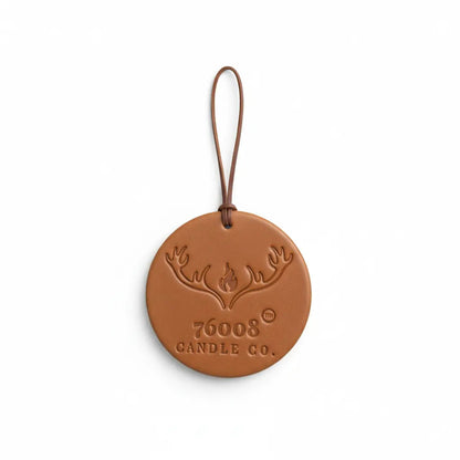 Leather Car Air Freshener | Hanging Leather Disc | 76008 Candle Co. - 76008 Candle Co.