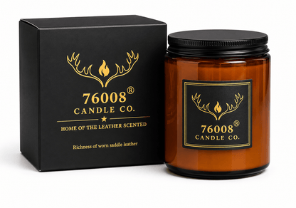 Leather & Sandalwood Candle - Wood Wick Soy Candle - 76008 Candle Co.