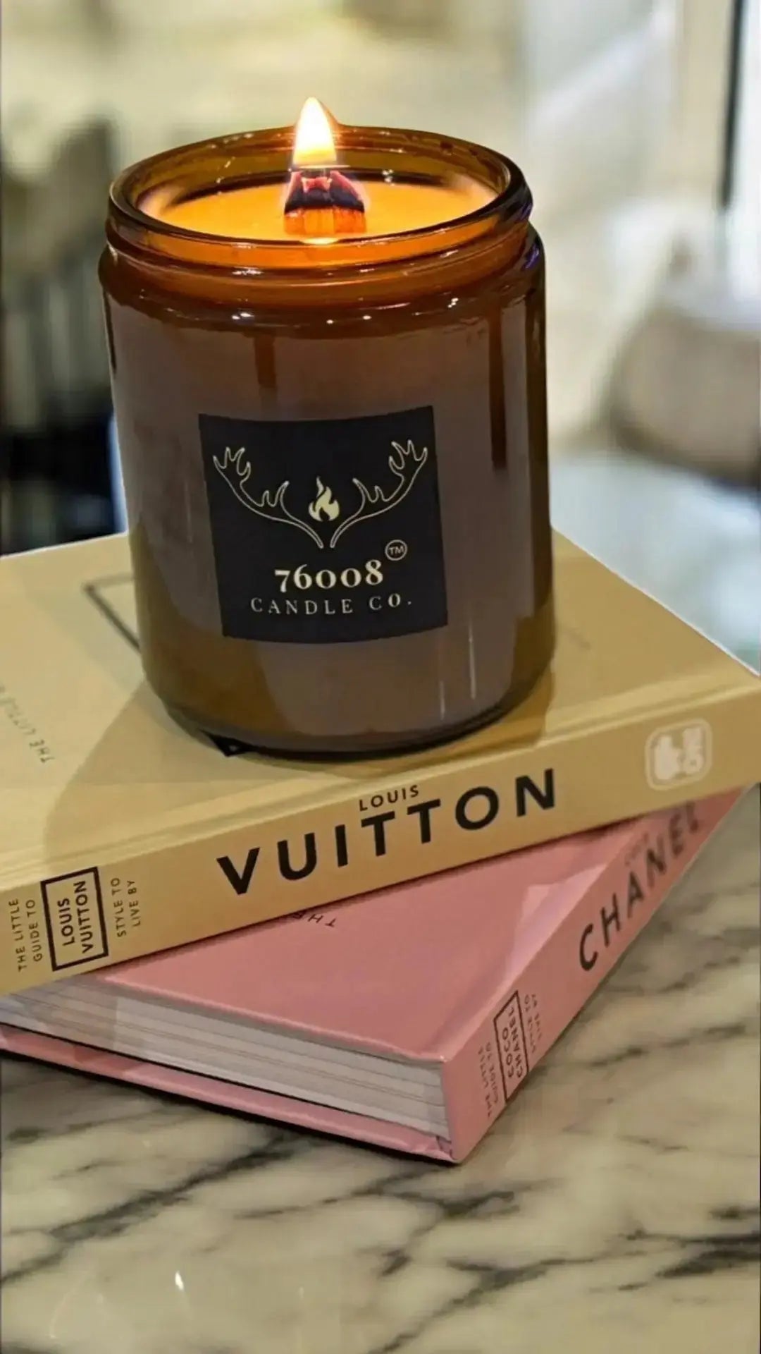 Leather Vanilla Candle | Wood Wick Soy Candle | 76008 Candle Co. - 76008 Candle Co.