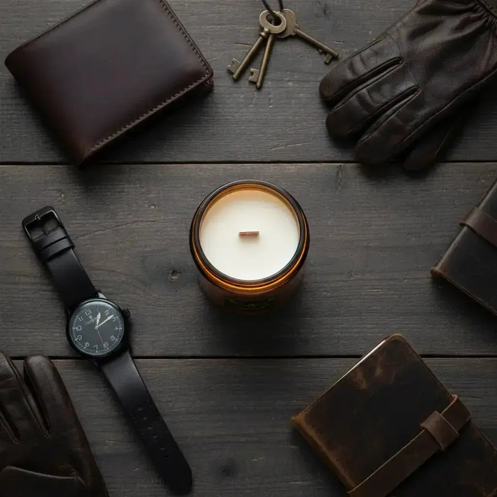 Leather Vanilla Candle | Wood Wick Soy Candle | 76008 Candle Co. - 76008 Candle Co.