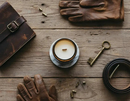 Leather Vanilla Candle | Wood Wick Soy Candle | 76008 Candle Co. - 76008 Candle Co.