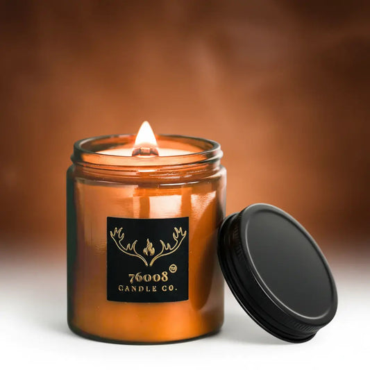 Leather & Whiskey Candle - Wood Wick Soy Candle - 76008 Candle Co.