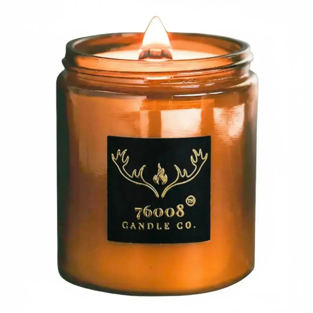 Leather & Whiskey Candle - Wood Wick Soy Candle - 76008 Candle Co.