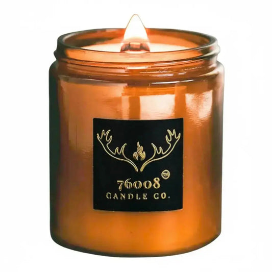 Leather & Whiskey Candle - Wood Wick Soy Candle - 76008 Candle Co.