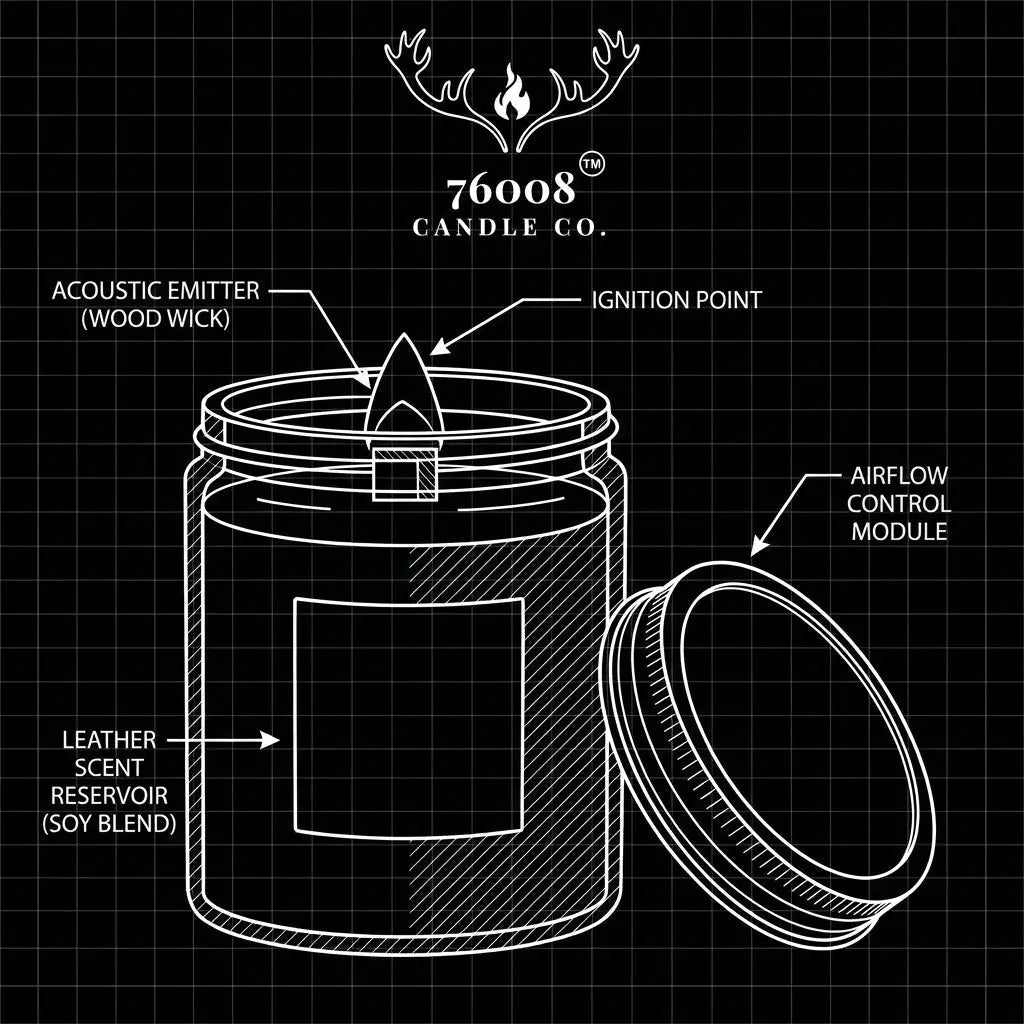 Leather & Whiskey Candle - Wood Wick Soy Candle - 76008 Candle Co.