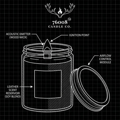Leather & Whiskey Candle - Wood Wick Soy Candle - 76008 Candle Co.