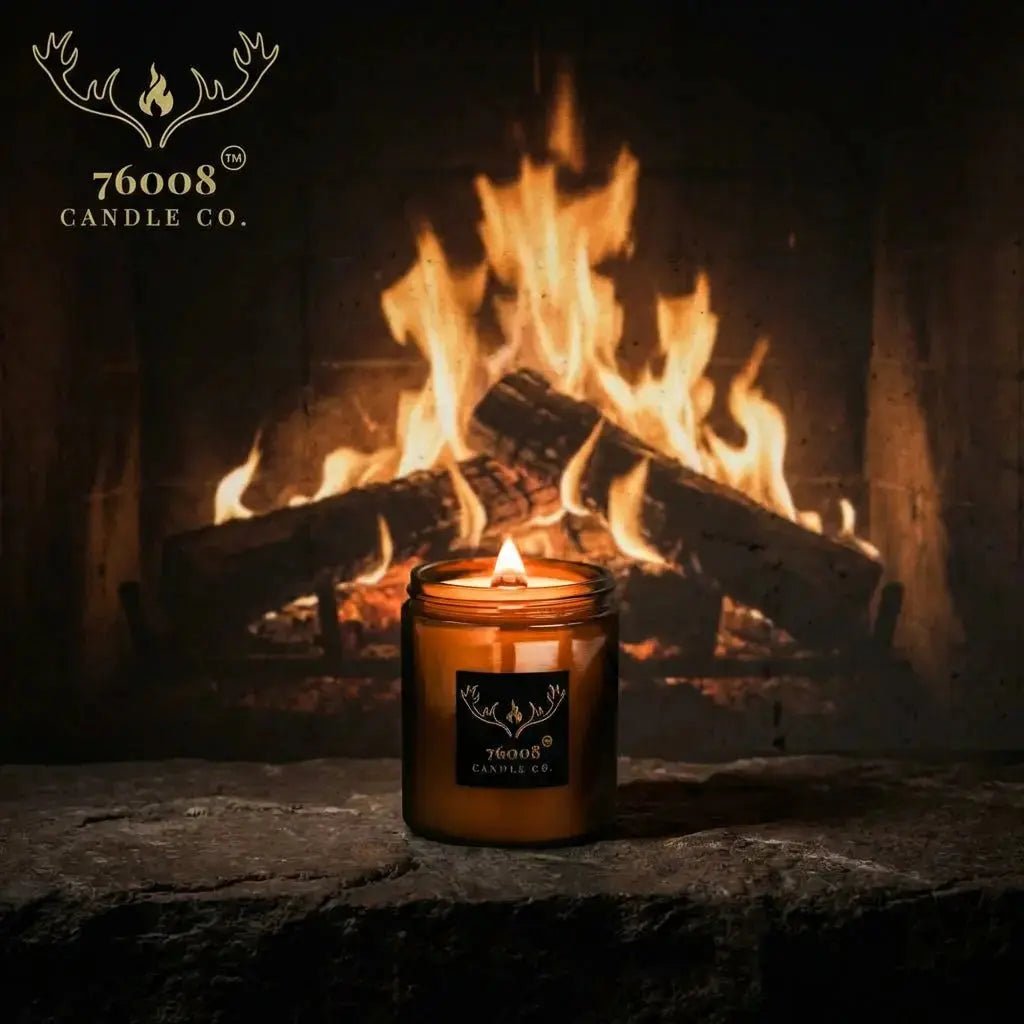 Leather & Whiskey Candle - Wood Wick Soy Candle - 76008 Candle Co.
