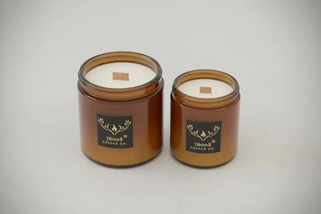 Leather & Whiskey Candle - Wood Wick Soy Candle - 76008 Candle Co.