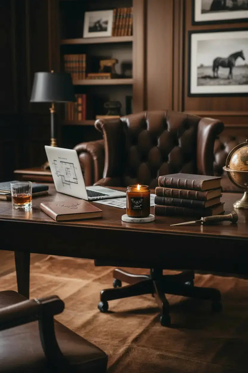 Leather & Whiskey Candle - Wood Wick Soy Candle - 76008 Candle Co.