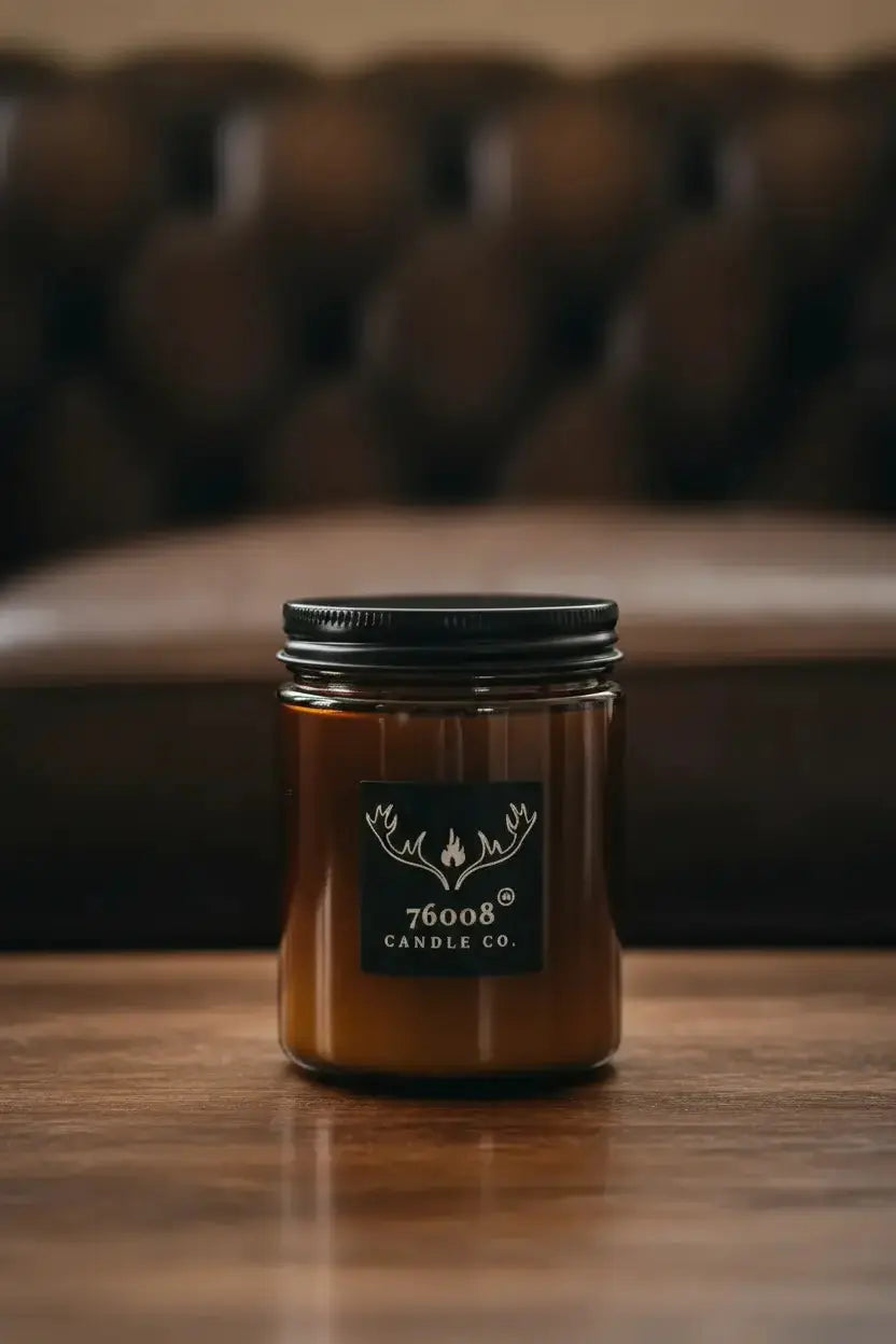 Leather & Whiskey Candle - Wood Wick Soy Candle - 76008 Candle Co.