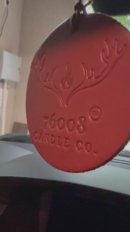 Leather Car Air Freshener | Hanging Leather Disc | 76008 Candle Co.