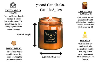 Sweet Grace Scented Candle | Aromatherapy Wood Wick Candles for Home | Handcrafted Long - Lasting Soy Wax Candles | Housewarming Gifts for Women - 76008 Candle Co.